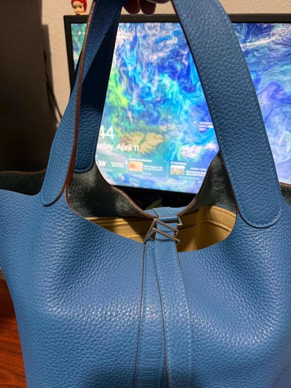 Pre-Owned Hermes GM Picotin Lock Bag Blue Clemence - Picture 11 of 15